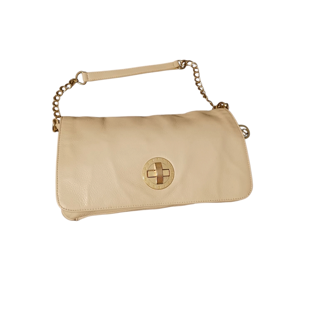 Elegant Cream Leather Shoulder Bag